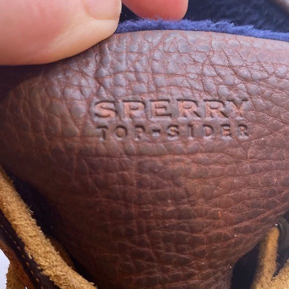 Sperry Top Sider Saltwater Tan Navy Blue Duck Boots STS91175 Women's Size 7.5 - Picture 7 of 10